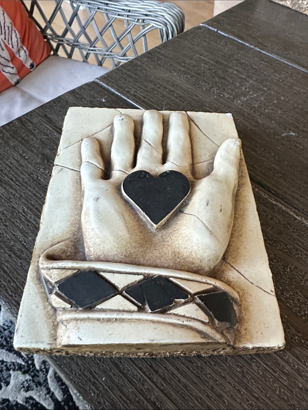 Sid Dickens Cream Wall Hand Plaque with Black Heart Accent
